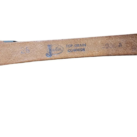 Justin Size 26 Brown Tooled Floral Top Grain Cowhide Leather Western Belt - Picture 4 of 7